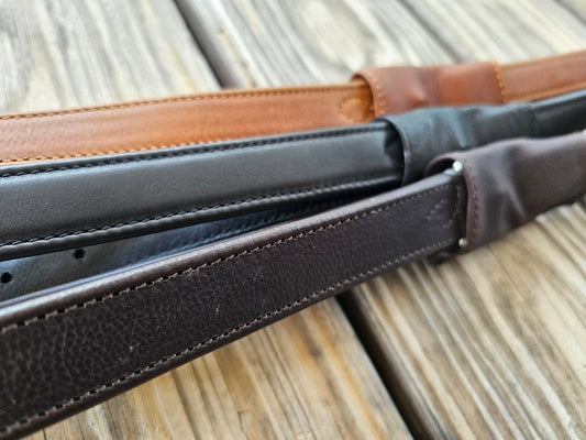 Luxury Mono Stirrup Leathers in Black, Chocolate & Tobacco 80 cm